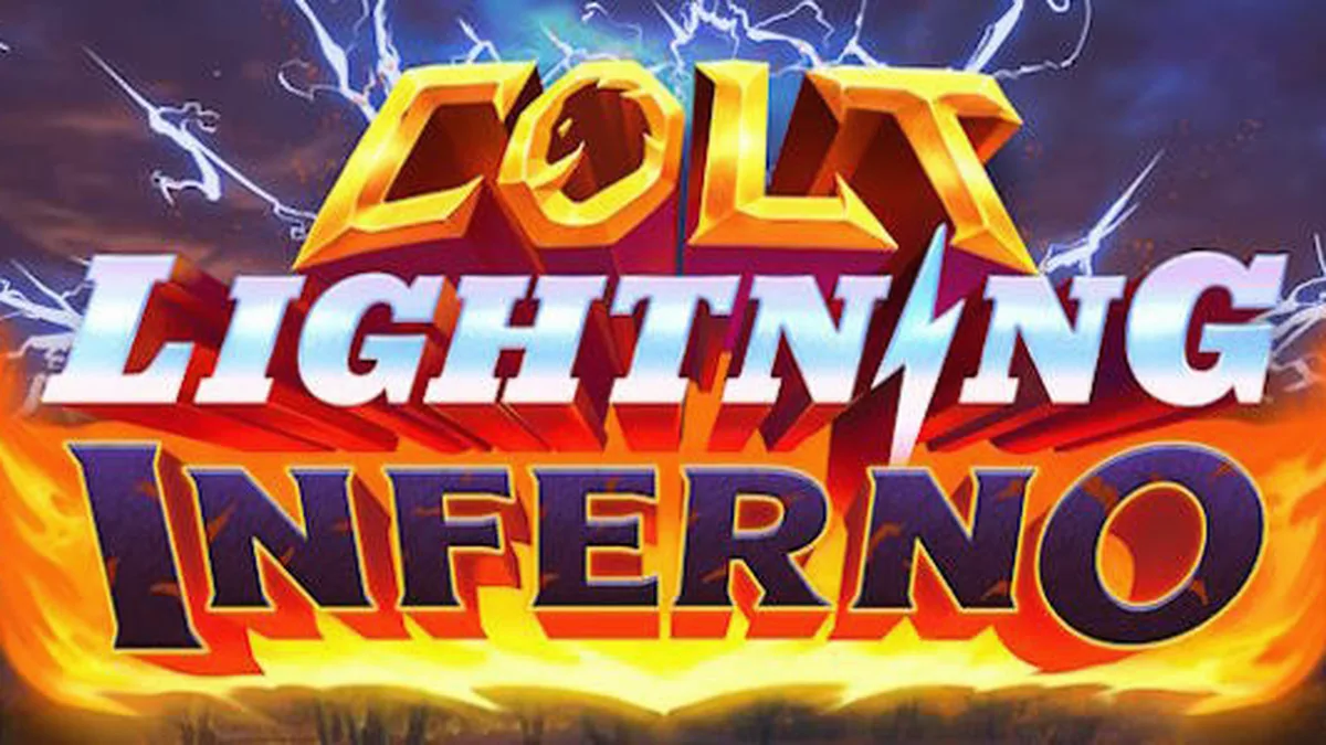 Cena intensa de Colt Lightning Inferno com elementos de fogo e eletricidade