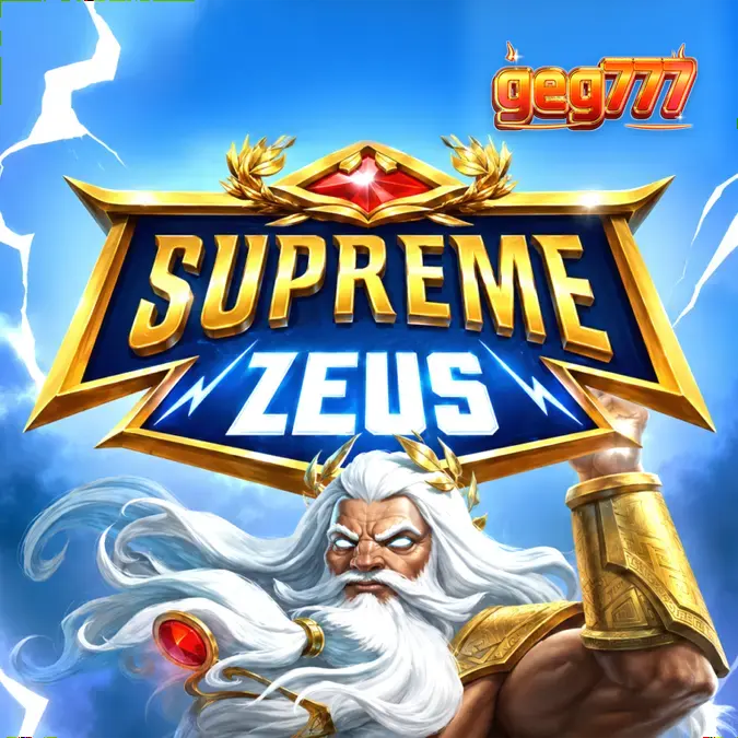 Interface de jogo do slot Supreme Zeus com gráficos neon e mitologia grega